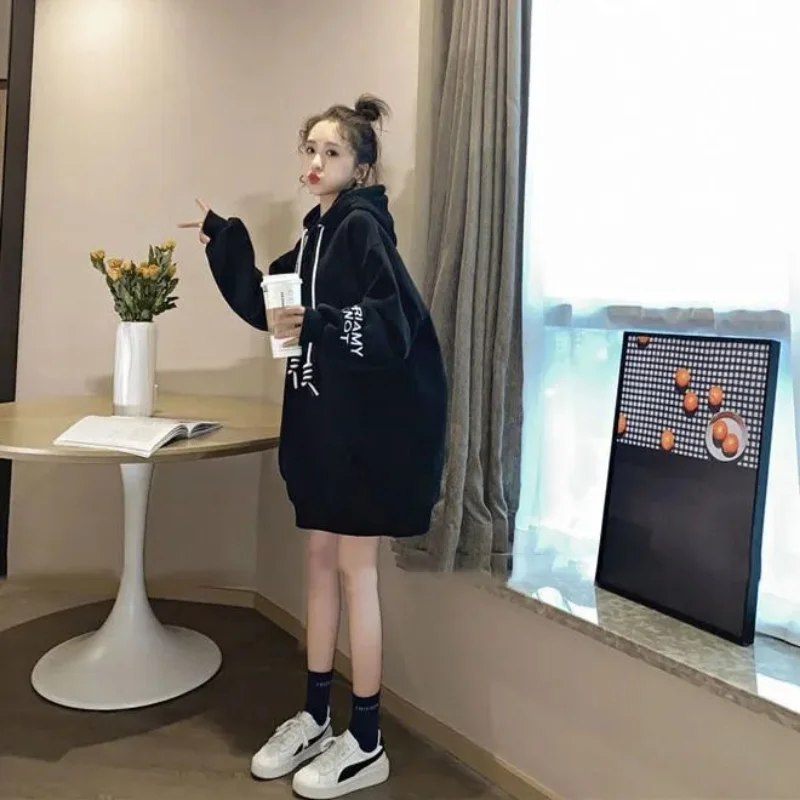 Streetwear Fleece Hooded Dress - Winter Clothing Drawing 评论和价格