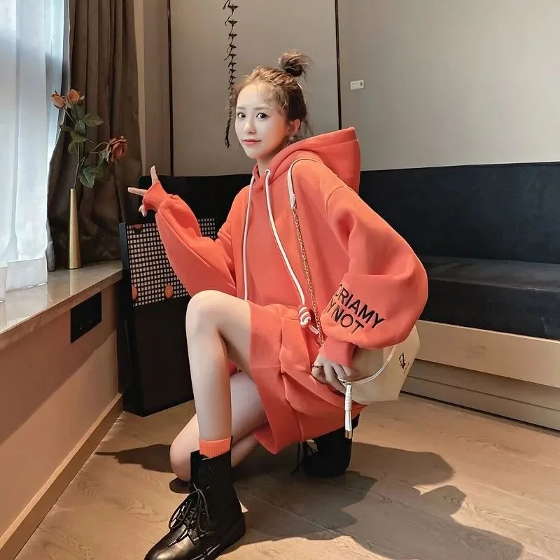 Streetwear Fleece Hooded Dress - Winter Clothing Drawing 评论和价格