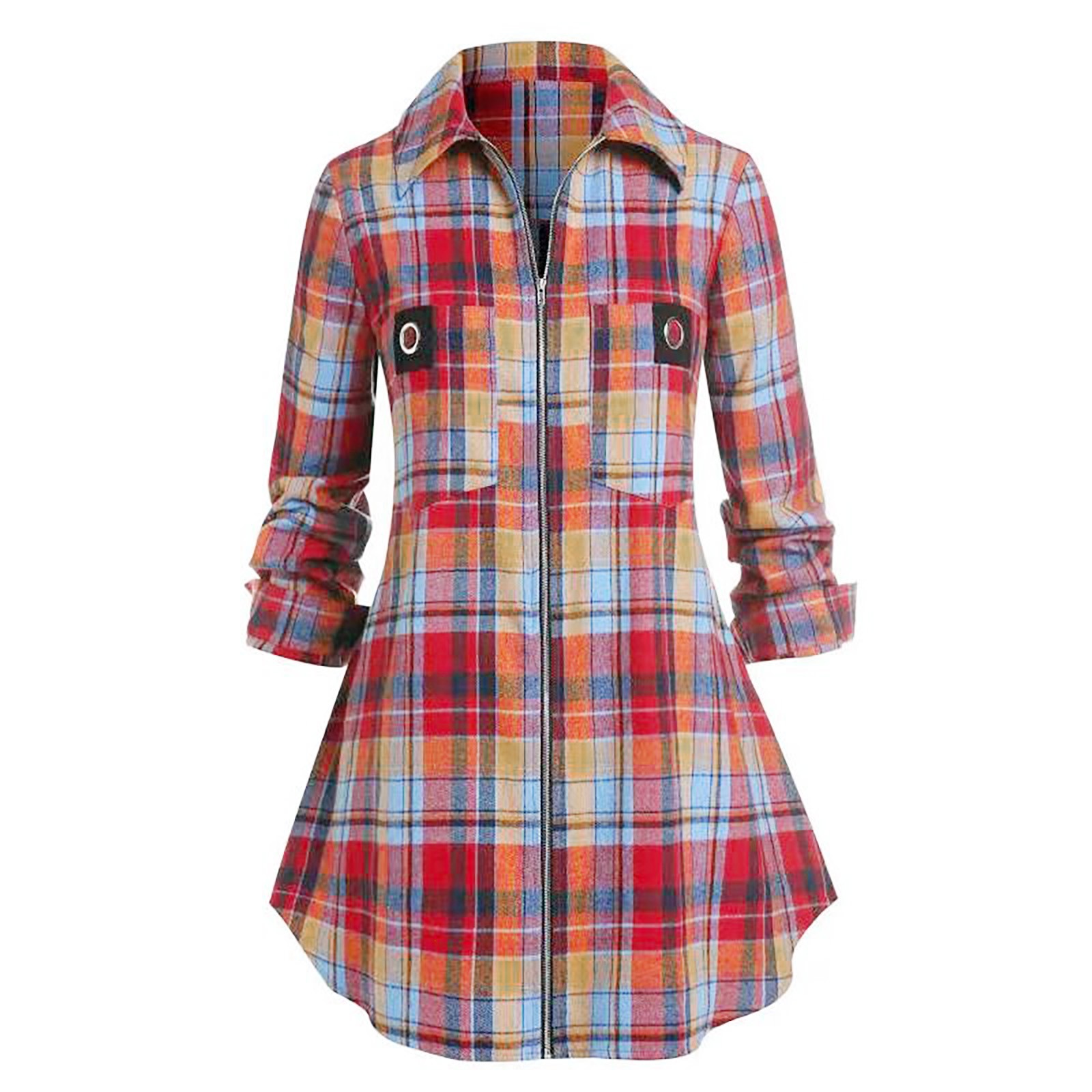 Plaid Long Sleeve Shirt Dress  - Winter Clothing For Women 评论和价格