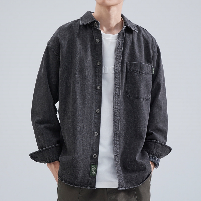 Denim Shirt Men's Long Sleeve  - Winter Clothing Pk 评论和价格