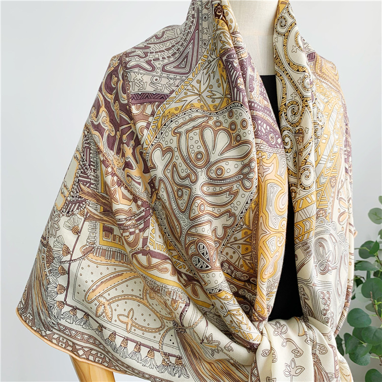 Silk Wool Scarf 135CM Luxury D - Winter Clothing Hong Kong 评论和价格