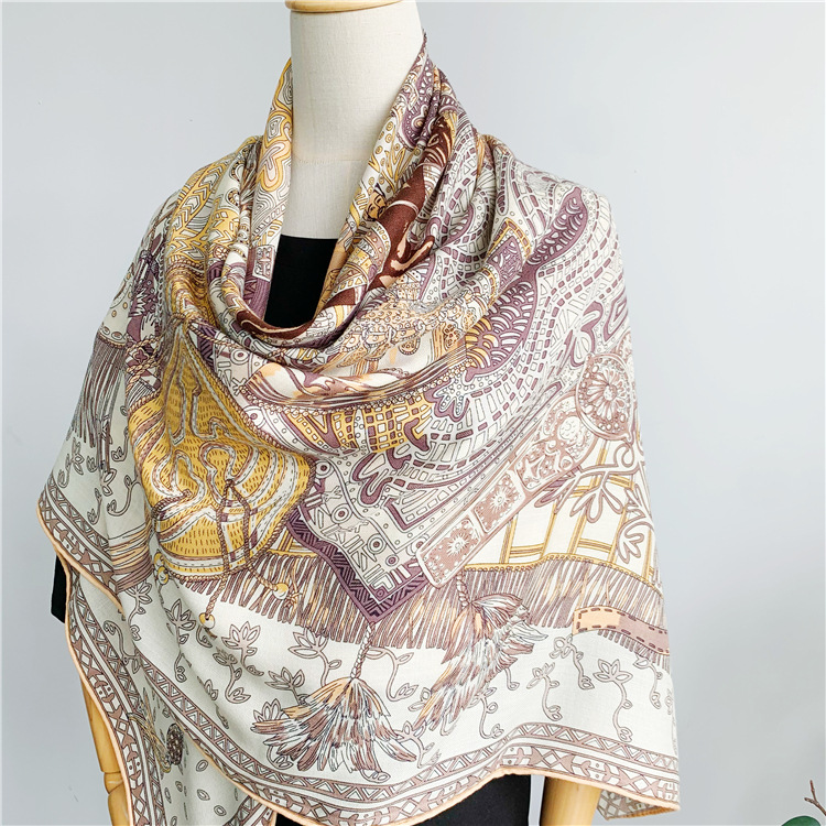 Silk Wool Scarf 135CM Luxury D - Winter Clothing Hong Kong 评论和价格