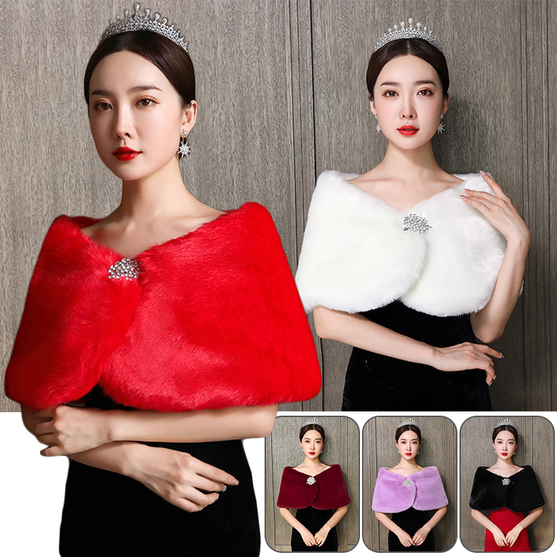 Women Bridal Shawl Wedding Cap - Winter Clothing Pk 评论和价格